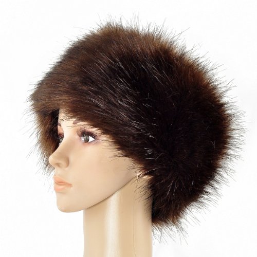 dark brown faux fur hat