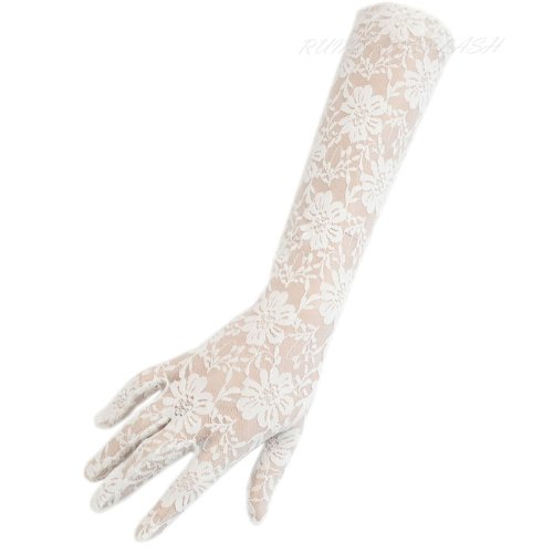 ladies white lace gloves