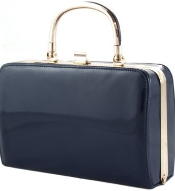 navy blue box clutch bag