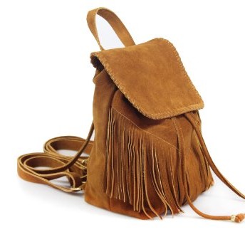 tan suede tassel bag