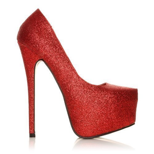 red glitter shoes size 4
