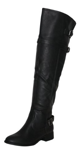 ladies black flat knee high boots