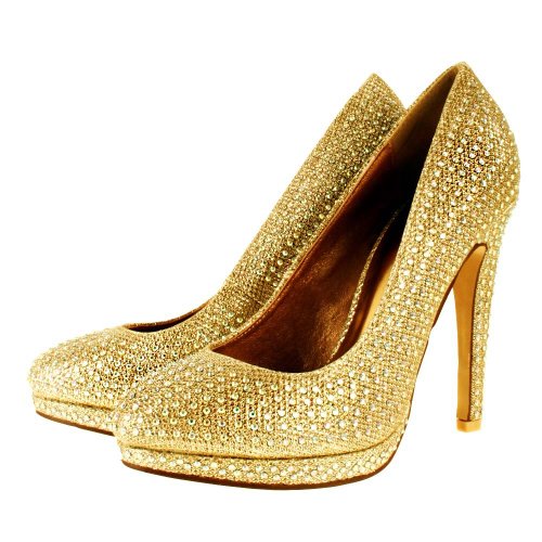 gold diamante shoes