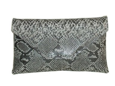 grey snakeskin clutch bag