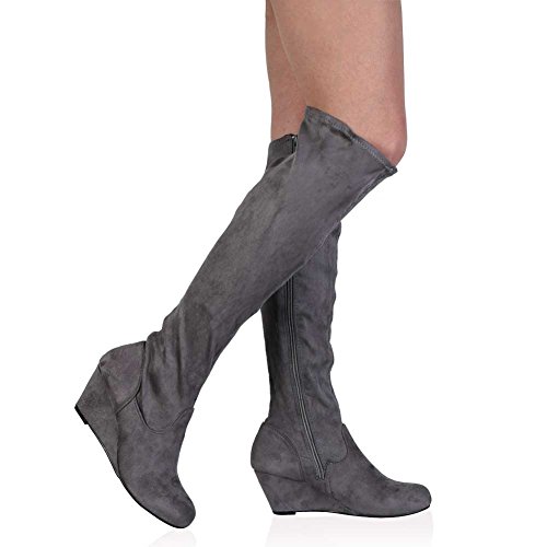 grey suede knee high boots uk