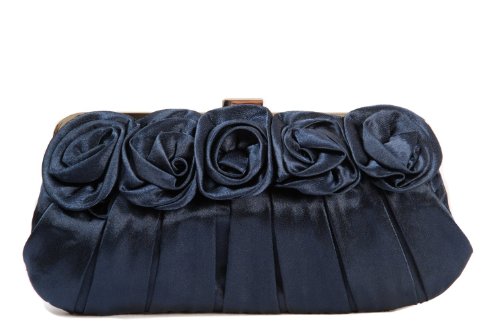 navy blue satin clutch bag