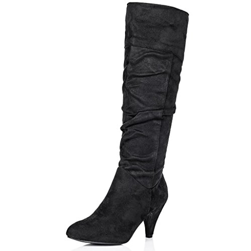 black knee high suede boots uk