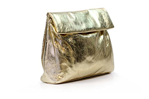 gold leather evening bag