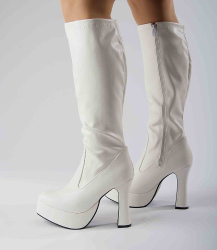 White Patent Platform Fancy Dress Boots 
