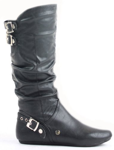 womens black flat boots uk