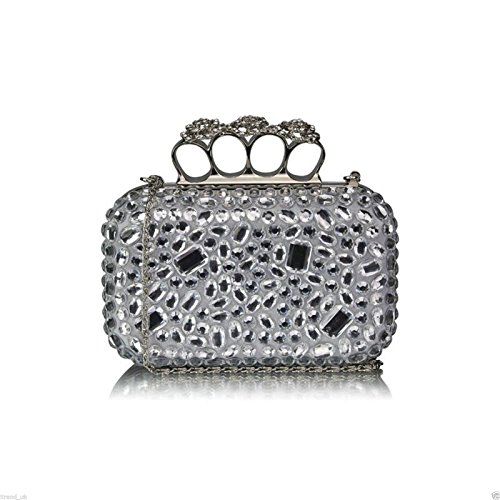 Beaded Clutch Bag Sparkly Stone Hard Case Box Handbag Party Evening ...