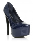 DONNA-Navy-Patent-PU-Leather-Stilleto-Very-High-Heel-Platform-Court-Shoes-Size-UK-4-EU-37-0-0