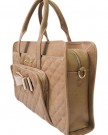 Girly-HandBags-Beautiful-Quilted-Faux-Leather-Top-Handle-Shoulder-Bag-Bow-Vintage-Beige-0-0