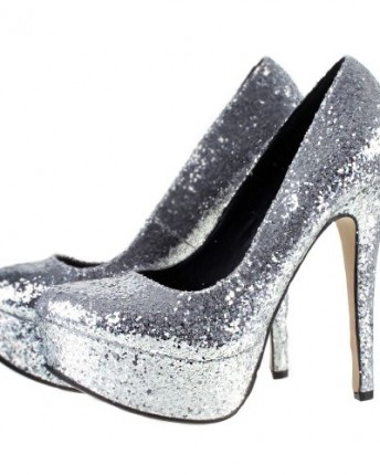 ODEON Silver Glitter High Heel Platform Party Prom Court Shoes 5 - Top ...