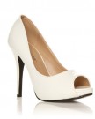 TIA-White-Patent-PU-Leather-Stiletto-High-Heel-Platform-Peep-Toe-Shoes-Size-UK-8-EU-41-0-0