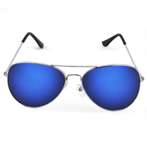 TRIXES Blue Mirror Aviator Sunglasses Unisex Shades - Top Fashion Shop